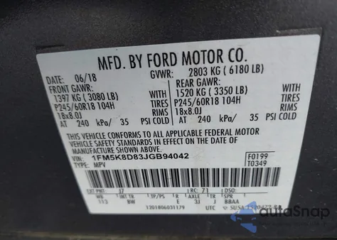 2018 Ford Explorer Xlt z USA, uszkodzony, nr VIN 1FM5K8D83JGB94042